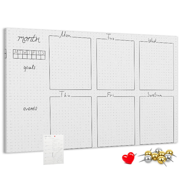 Planer mit Raster und Korkrückwand zur Organisation Ihrer Zeit