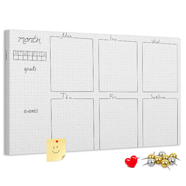 Planer mit Raster und Korkrückwand zur Organisation Ihrer Zeit