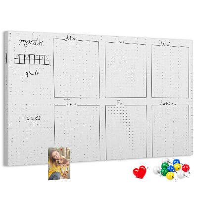 Planer mit Raster und Korkrückwand zur Organisation Ihrer Zeit