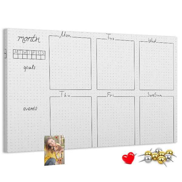 Planer mit Raster und Korkrückwand zur Organisation Ihrer Zeit