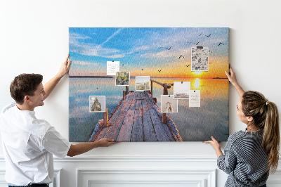 Bild mit Korkrückwand Sonnenuntergang über einem ruhigen See