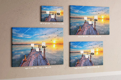 Bild mit Korkrückwand Sonnenuntergang über einem ruhigen See