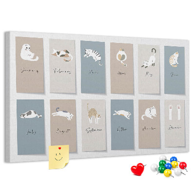 Kalender mit niedlichen Haustierillustrationen mit Korkrückwand
