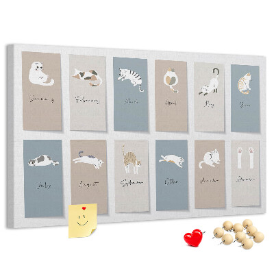 Kalender mit niedlichen Haustierillustrationen mit Korkrückwand