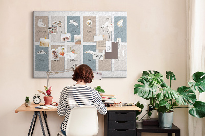 Kalender mit niedlichen Haustierillustrationen mit Korkrückwand