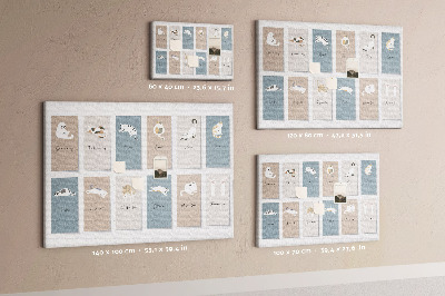 Kalender mit niedlichen Haustierillustrationen mit Korkrückwand