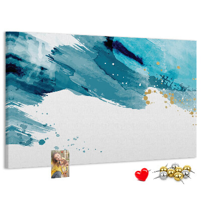 Korkbild blaue Wellen mit goldenen Akzenten