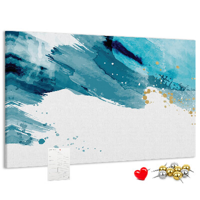 Korkbild blaue Wellen mit goldenen Akzenten