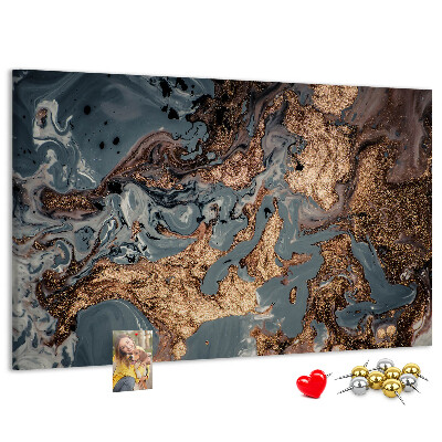 Kork-Pinnwand mit elegantem Muster in Gold- und Blautönen