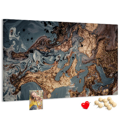 Kork-Pinnwand mit elegantem Muster in Gold- und Blautönen