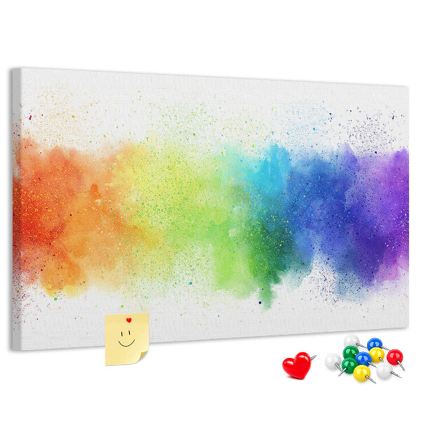 Korktafel mit bunten Blitzen in allen Regenbogenfarben