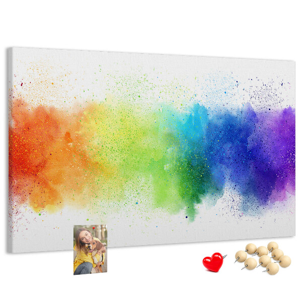 Korktafel mit bunten Blitzen in allen Regenbogenfarben