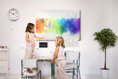 Korktafel mit bunten Blitzen in allen Regenbogenfarben