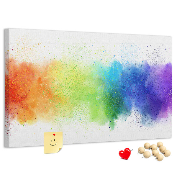 Korktafel mit bunten Blitzen in allen Regenbogenfarben