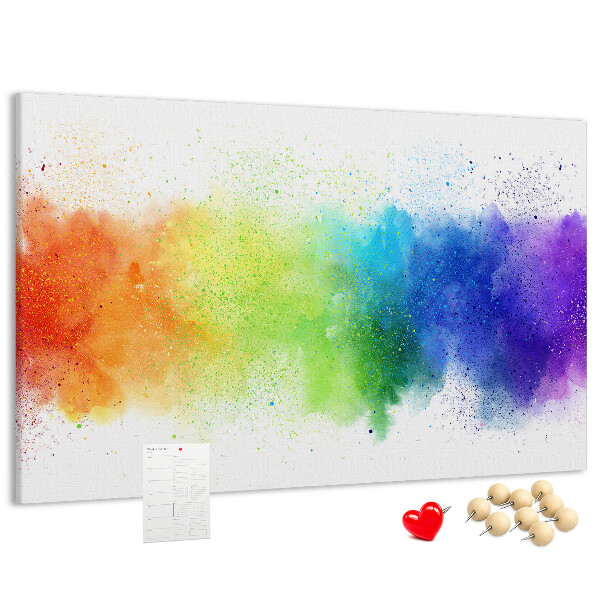 Korktafel mit bunten Blitzen in allen Regenbogenfarben