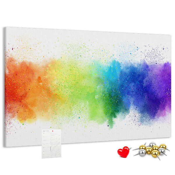 Korktafel mit bunten Blitzen in allen Regenbogenfarben