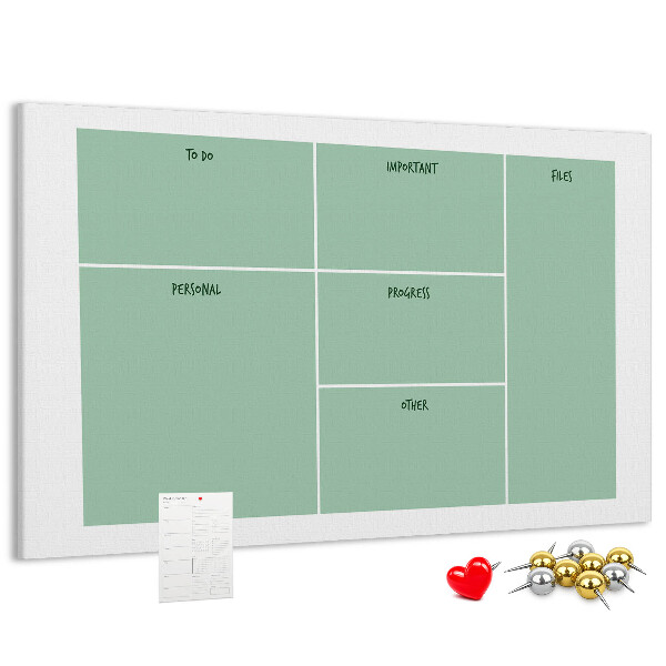 Kork-Pinnwand zur Organisation von Aufgaben in Tabellenform