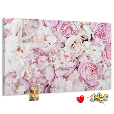 Korktafel mit Blumenmuster in Rosatönen
