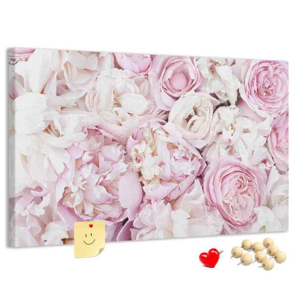 Korktafel mit Blumenmuster in Rosatönen