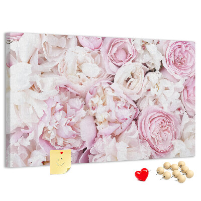 Korktafel mit Blumenmuster in Rosatönen