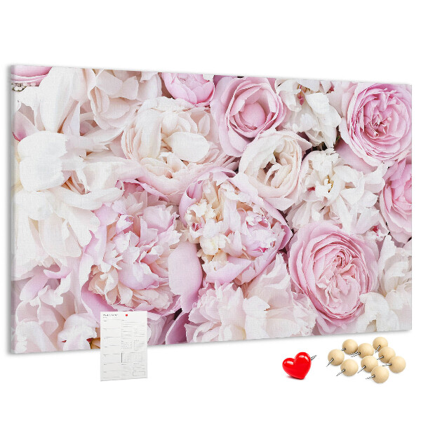 Korktafel mit Blumenmuster in Rosatönen