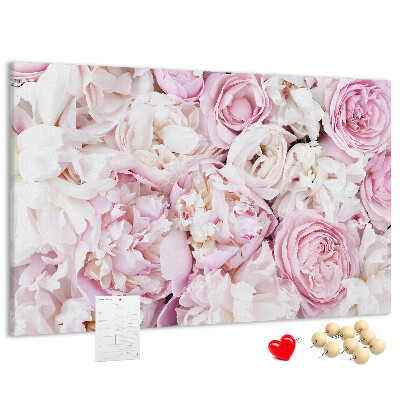 Korktafel mit Blumenmuster in Rosatönen
