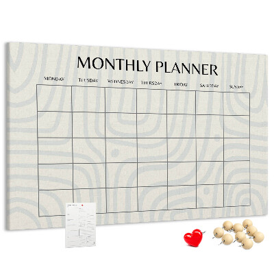 Korktafel mit minimalistischem Monatsplaner-Design