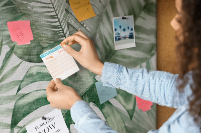 Korktafel mit Motiv tropische Blätter in Grüntönen