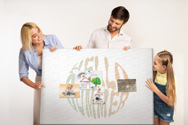 Bild mit Korkrückwand ein sommerliches Retro-Willkommen