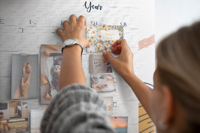 Korkbild farbenfroher Kalender mit abstrakten Mustern