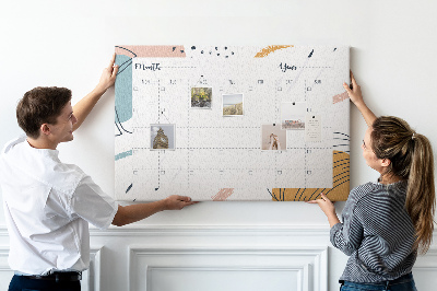 Korkbild farbenfroher Kalender mit abstrakten Mustern