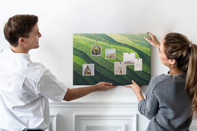 Korkbild Grüne Wellen mit Erdstruktur