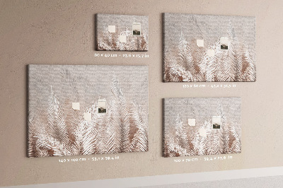 Kork-Pinnwand mit Motiv zarte Palmenblätter auf neutralem Hintergrund