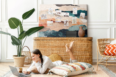Bild mit Korkrückwand abstrakte Wolken in gedeckten Farben