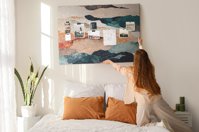 Bild mit Korkrückwand abstrakte Wolken in gedeckten Farben