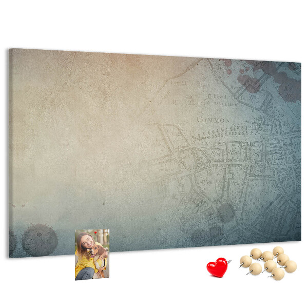 Korktafel alte Karte mit zarten Flecken