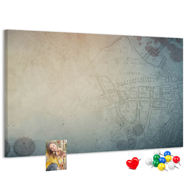 Korktafel alte Karte mit zarten Flecken