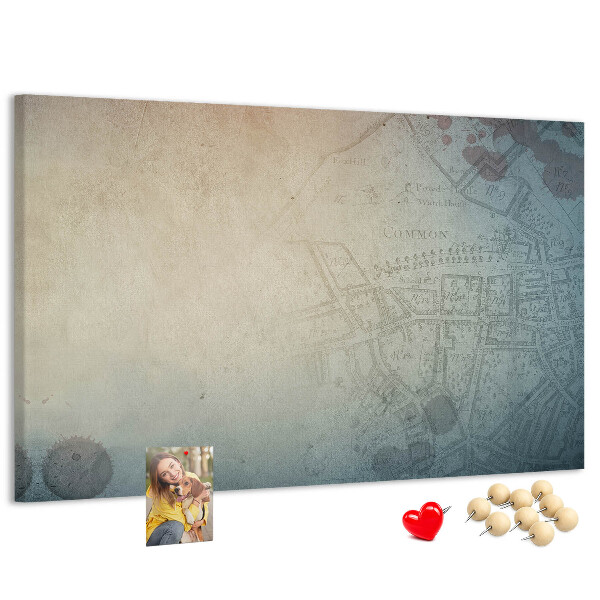 Korktafel alte Karte mit zarten Flecken