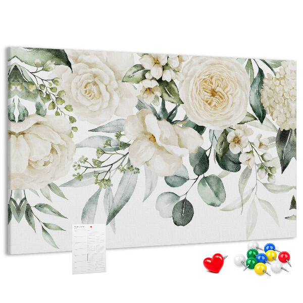 Kork-Pinnwand mit zartem Blumenmuster