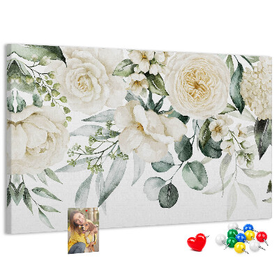 Kork-Pinnwand mit zartem Blumenmuster