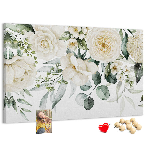 Kork-Pinnwand mit zartem Blumenmuster