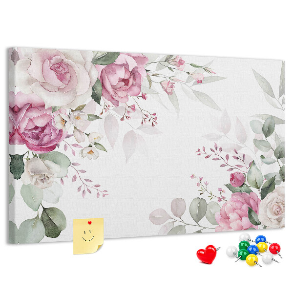 Korkbild mit Blumenmuster in Pastelltönen