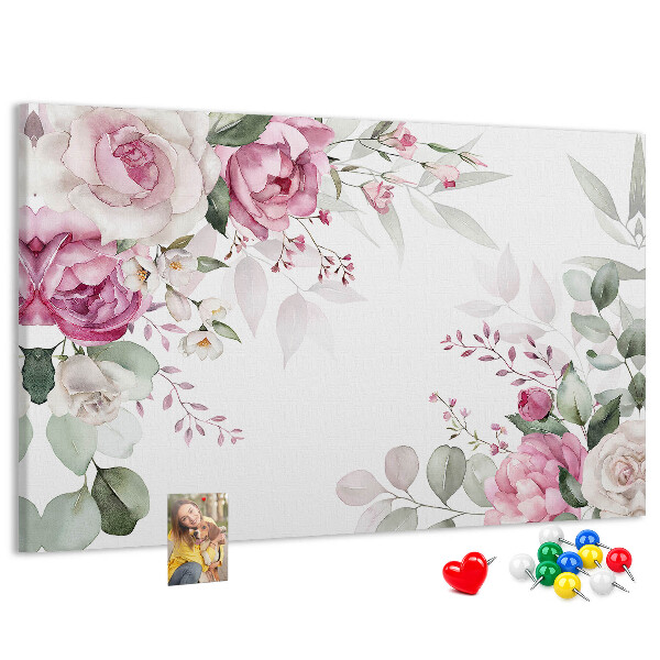 Korkbild mit Blumenmuster in Pastelltönen