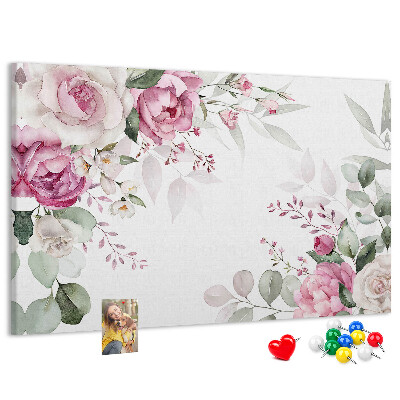 Korkbild mit Blumenmuster in Pastelltönen