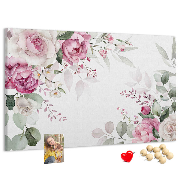 Korkbild mit Blumenmuster in Pastelltönen