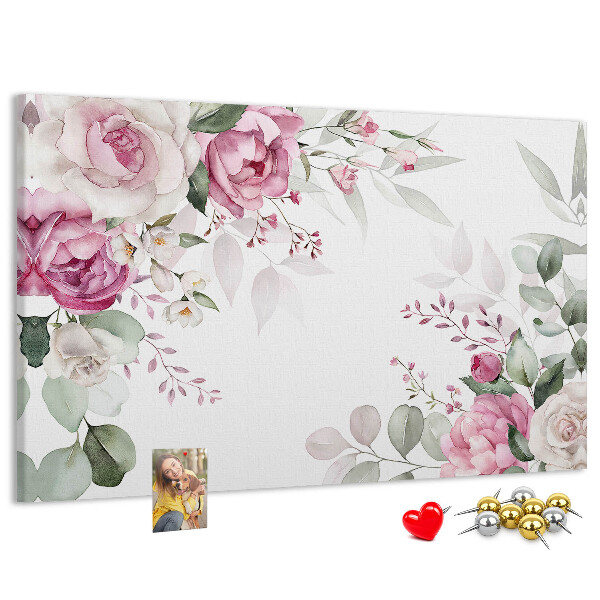 Korkbild mit Blumenmuster in Pastelltönen