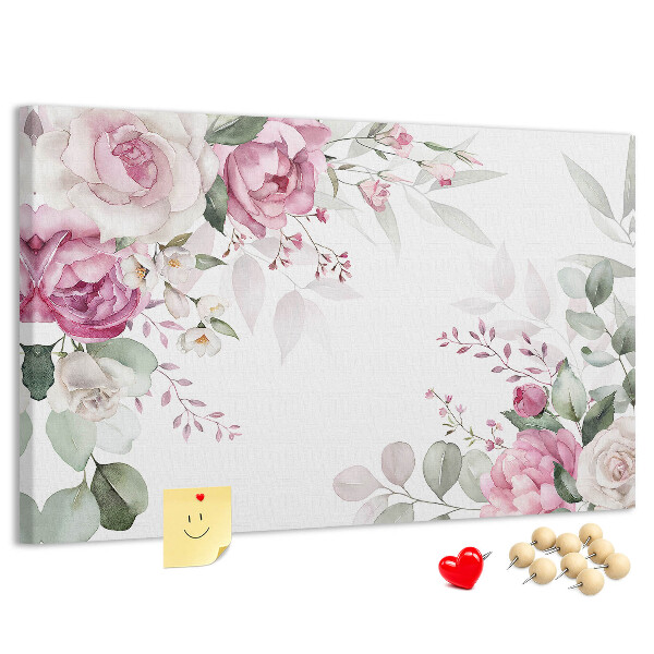 Korkbild mit Blumenmuster in Pastelltönen