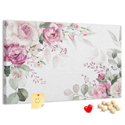 Korkbild mit Blumenmuster in Pastelltönen