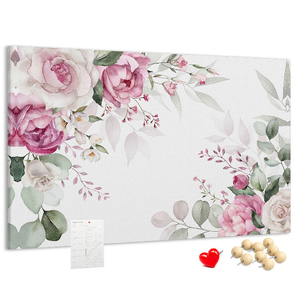 Korkbild mit Blumenmuster in Pastelltönen