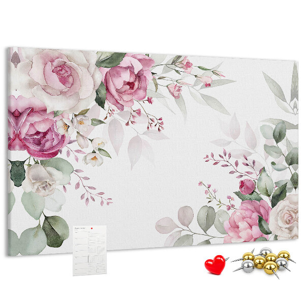 Korkbild mit Blumenmuster in Pastelltönen